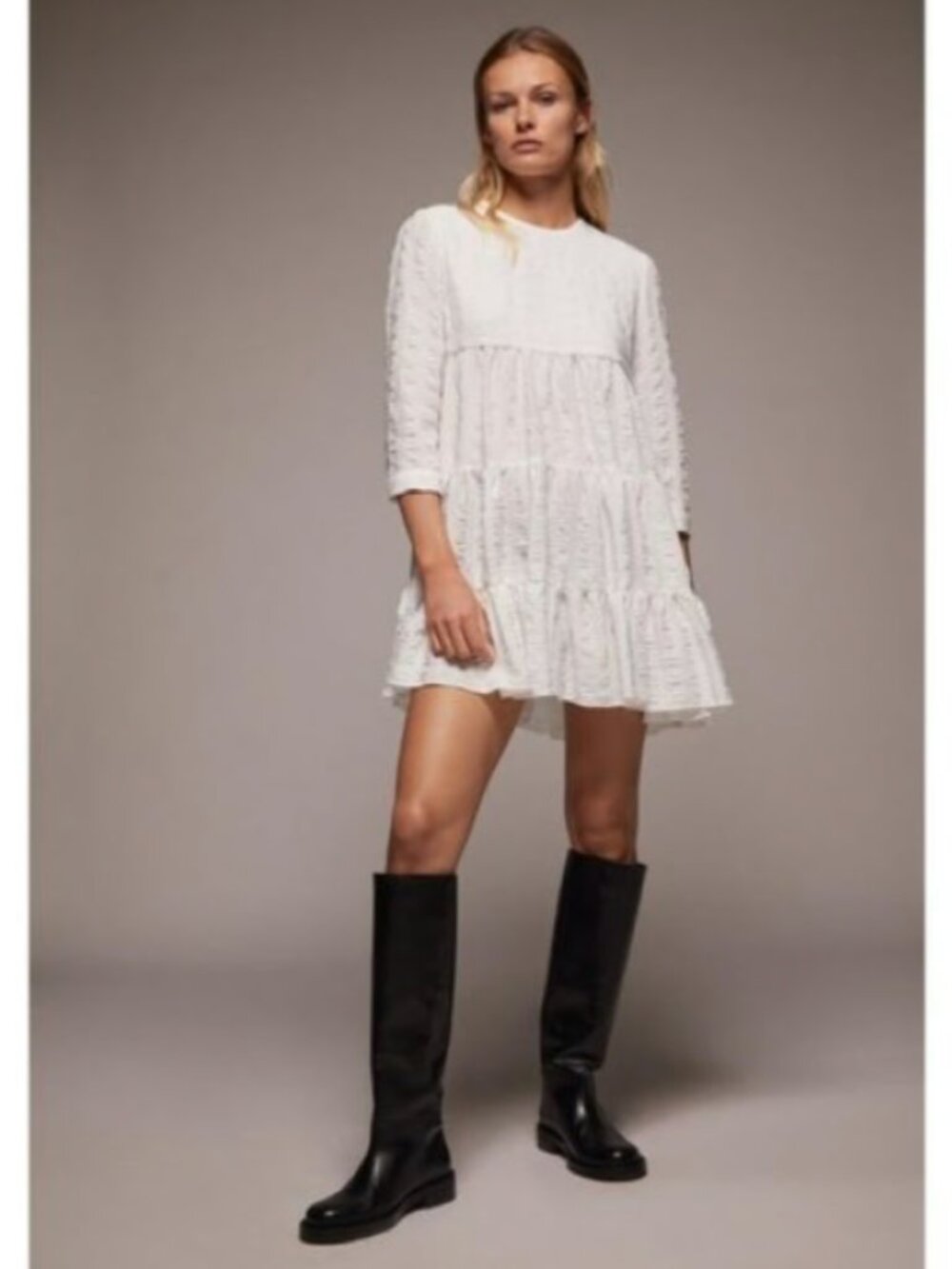 Zara Textured Babydoll Dress